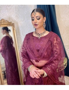 Lehenga sari Choli Manas prune mariage  - 1 2