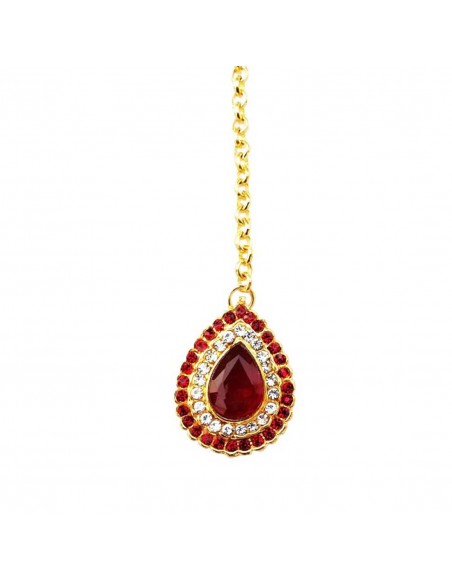 Maag Tikka Bijoux de tête dore et Rouge  - 1