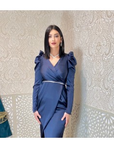 Robe de Soirée Asymétrique Bleu FV22  - 1 2