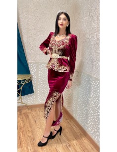 Karakou Caftan Takchita abaya Robe oriental Rouge - 3 2