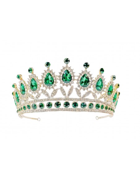 Diademe Couronne tiare vert et doré  - 1