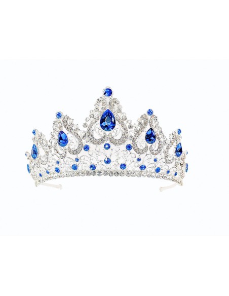 Couronne Diadème Argenté et bleu royal  - 1