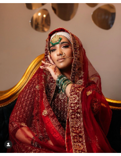 Lehenga choli Rouge Haute Gamme Sari mariage  - 1 2