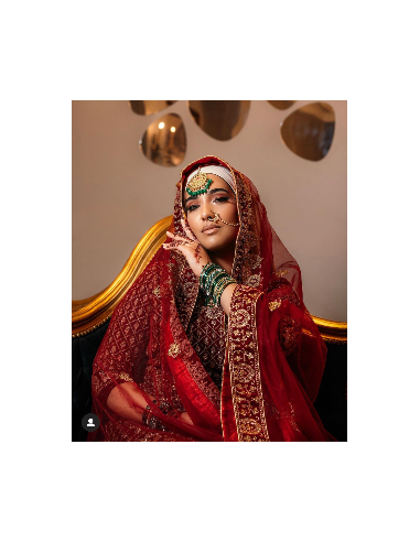Lehenga choli Rouge Haute Gamme Sari mariage  - 2