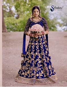 Salwar Kameez Robe indienne longue fila Bleu Haute gamme  - 1