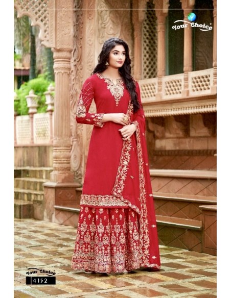 Robe indienne Haut style Salwar Bas Lehenga Glory Rouge  - 1