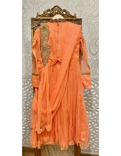 Robe indienne enfant fille pas cher churidar Nita orange  - 1 2