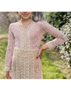 Caftan fille enfant Kaftan Takchita Rose Poudre MRS22  - 1 2