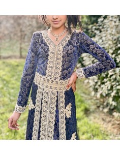 Caftan fille enfant Kaftan Takchita Bleu marine MRS22  - 1 2