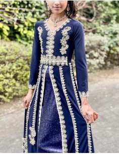 Caftan enfant fille Kaftan Takchita Bleu MRS22  - 1 2