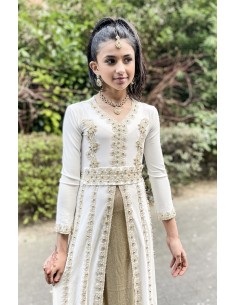 Caftan enfant fille Kaftan Takchita Blanc MRS22  - 1 2