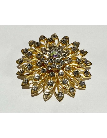 broche ronde dore et Blanc  - 1