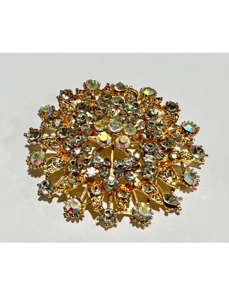 broche ronde dore et Blanc  - 1