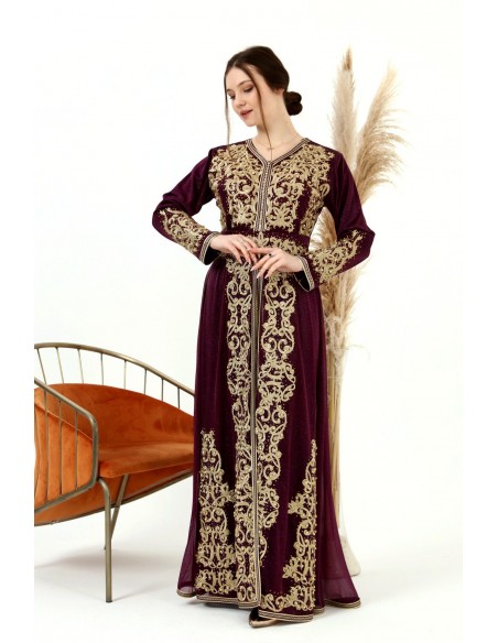Caftan marocain  prune Doré robe oriental Chic moderne MY22  - 2
