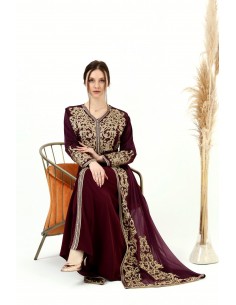 Caftan marocain  prune Doré robe oriental Chic moderne MY22  - 1