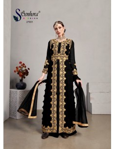 Robe indienne style afghane Noorja Noir Dore  - 1