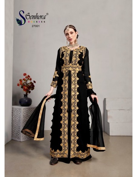 Robe indienne style afghane Noorja Noir Dore  - 5