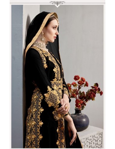 Robe indienne style afghane Noorja Noir Dore  - 6