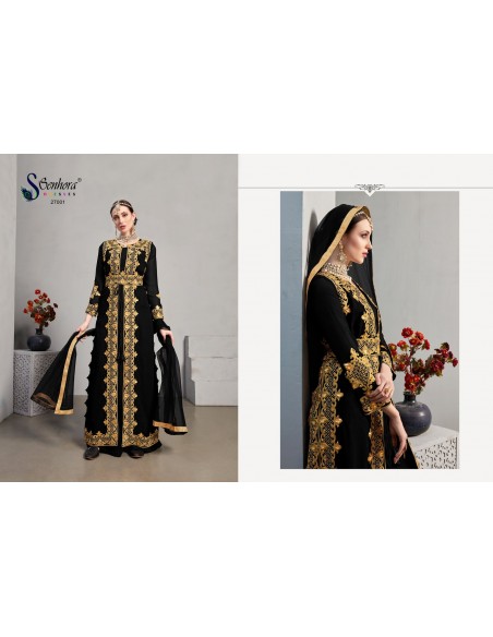 Robe indienne style afghane Noorja Noir Dore  - 7