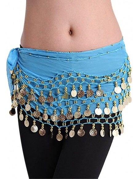 Ceinture de danse orientale Belly dance Bleu ciel turquoise  - 2