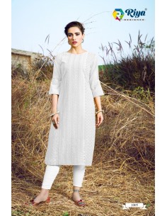Tunique indienne pakistanaise robe ethnique longue Blanc  - 1
