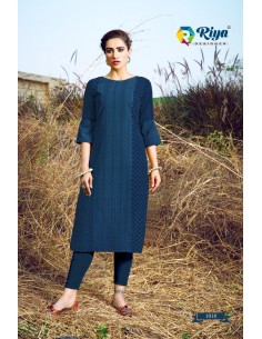 Tunique indienne pakistanaise robe ethnique longue Bleu Vert  - 1