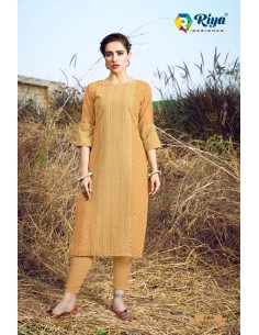 Tunique indienne pakistanaise robe ethnique longue Safran  - 1