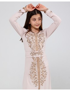 Caftan fille enfant Kaftan Takchita Blanc nude Juin22  - 1 2