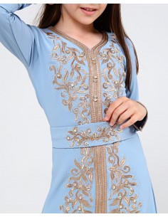 Caftan fille enfant Kaftan Takchita Bleu ciel Juin22  - 1 2