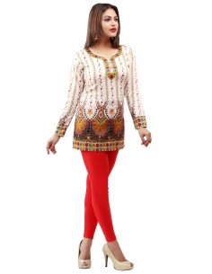 Tunique indienne ethnique kurti bohème Blanc JUIN22  - 1 2