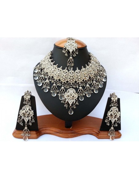 Parure Bijoux indienne Bollywood 4 pièces Argenté sonali  - 1