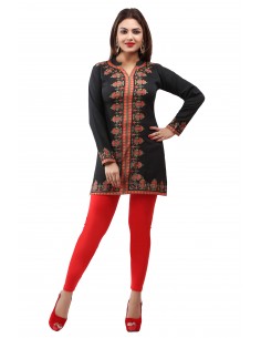 Tunique indienne ethnique kurti Noir bohème JUIN22  - 1 2