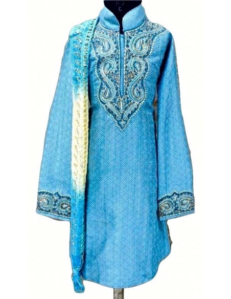 Kurta garçon Bleu Manas  Enfant ( Tenue indien fille et garçon )