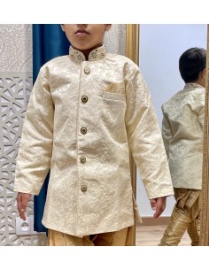 Sherwani garçon Rayan Blanc beige  - 1 2