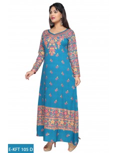 Caftan maison abaya tunique longue AID Bleu turquoise  - 1 2