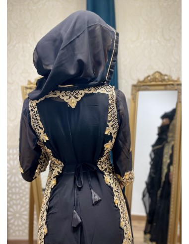 Robe indienne style afghane Noorja Noir Dore  - 4