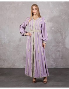Caftan marocain Aubergine Dore robe oriental AOT22  - 2