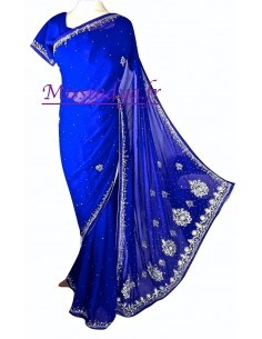 Sari indien strass Bleu...