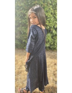 Robe Pakistanaise enfant bébé pas cher churidar Gulkhan Bleu  - 1 2