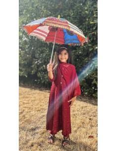 Robe Pakistanaise enfant bébé pas cher churidar Gulkhan rouge  - 1
