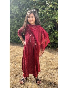 Robe Pakistanaise enfant bébé pas cher churidar Gulkhan rouge  - 1 2