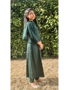 Robe Pakistanaise enfant fille pas cher churidar Gulkhan Vert  - 1 2