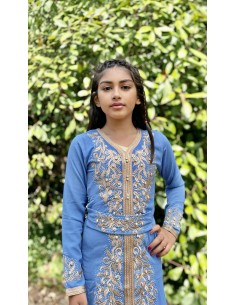 Caftan fille enfant Kaftan Takchita Bleu Juin22  - 1 2