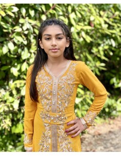 Caftan fille enfant Kaftan Takchita Jaune Juin22  - 1 2