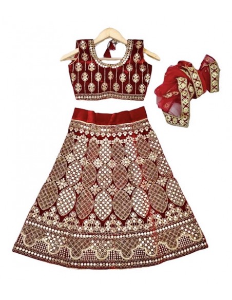 ensemble jupe enfant lehenga choli rouge  - 1