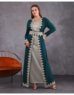 Caftan Vert Takchita abaya Robe oriental Pas cher SP22  - 1