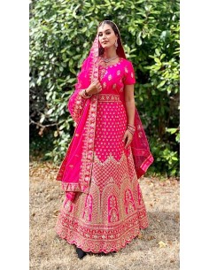 Robe indienne Brodé Haute Gamme ZAY Rose fuchsia  - 1