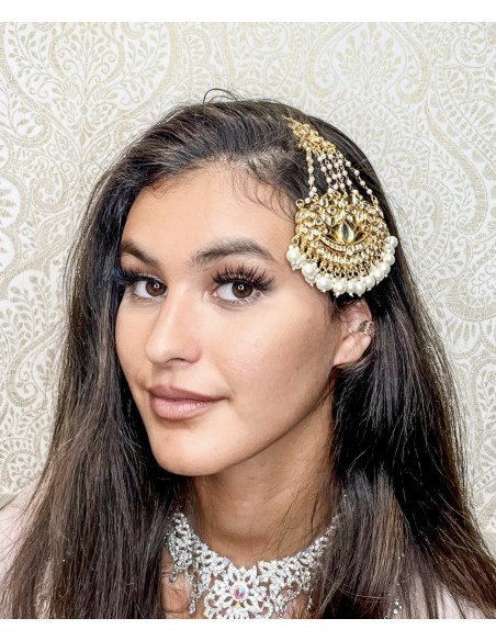 Passa Tikka Bijoux de tête Dore et blanc  - 1