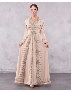 Caftan Takchita Beige Dore robe oriental RIM SEP22  - 1