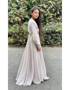 caftan cloche beige nude et doré  - 1 2
